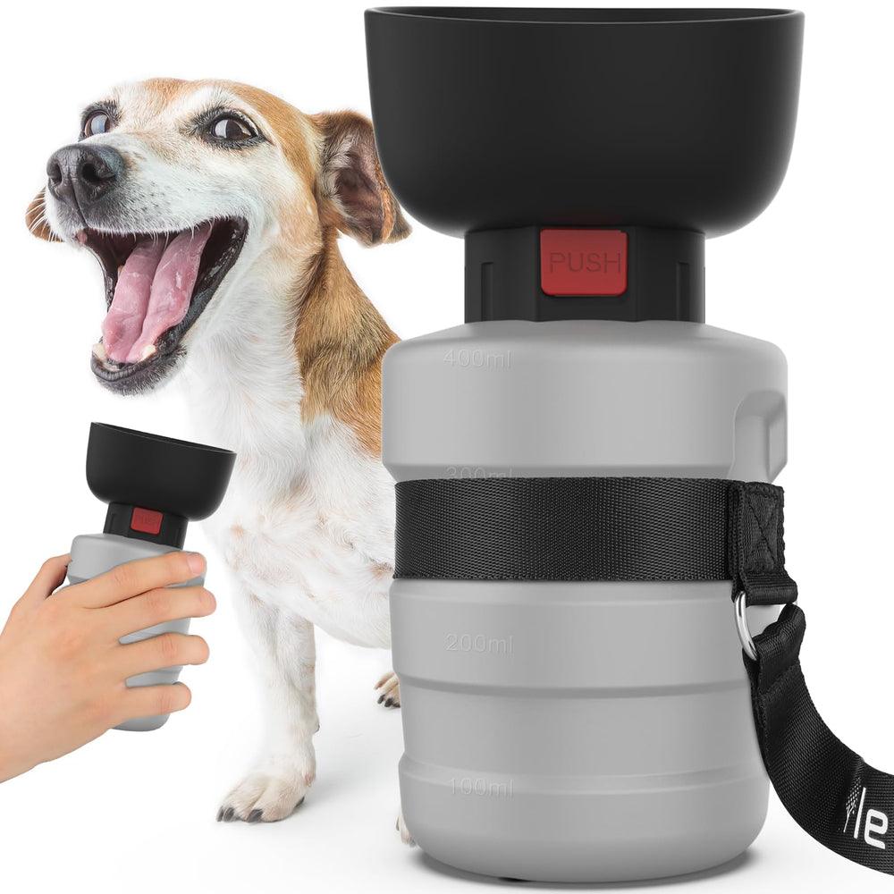 Lesotc botella de agua para perros con dispensador y cuenco integrado para salir a pasear.