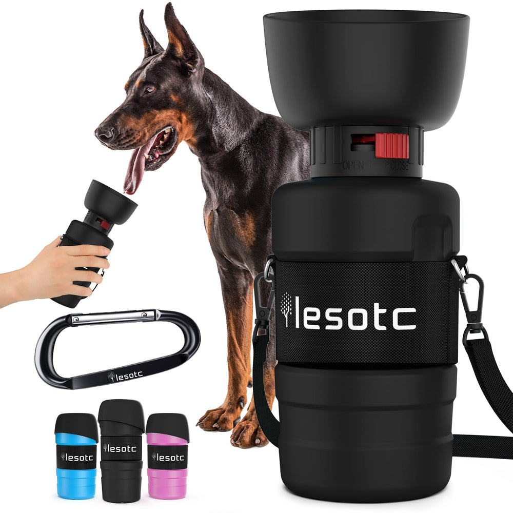Lesotc botella-agua-perro-portatil con tazón integrado para paseos.