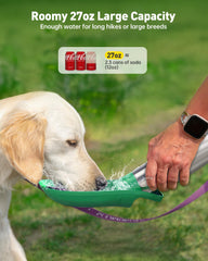 Taza integrada de la botella Lesotc para perros durante paseos.