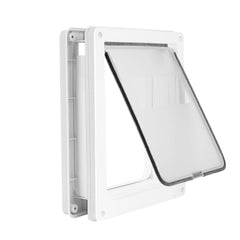 Puerta Lessmon para perro pequeño con panel imantado, cierre seguro.