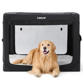 LE SURE jaula para perros extragrande con puertas plegables y malla ventilada para viajes.