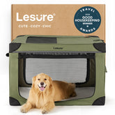Lesure jaula suave para perros, vista general verde para viajes.