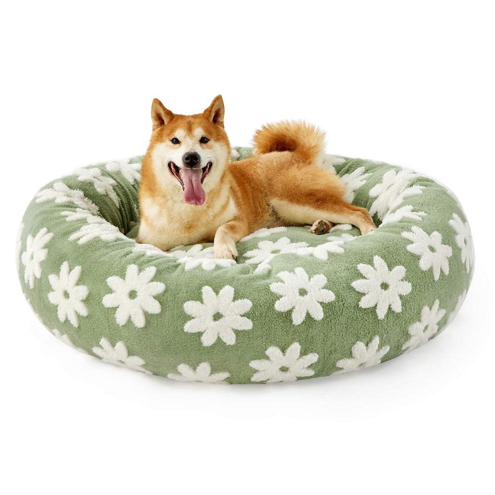 LE SURE cama donut XL para perros con funda lavable, descanso cómodo diario.