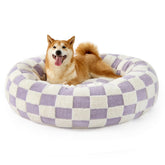LE SURE cama rosquilla grande morada, confort envolvente para mascotas.