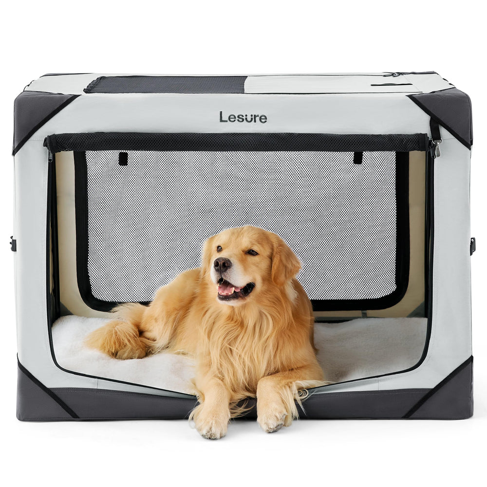 LE SURE jaula grande para perros con puertas y malla para visión.