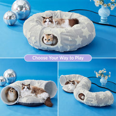 LE SURE Cama túnel para gatos, túnel interior, fomenta juego interactivo con pelotas incluidas.