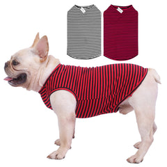 LEVIBASIC camiseta para perros a rayas en algodón, vista frontal para uso diario.