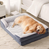 LEXTRO cama ortopédica para perros grandes con espuma en panal para soporte corporal.