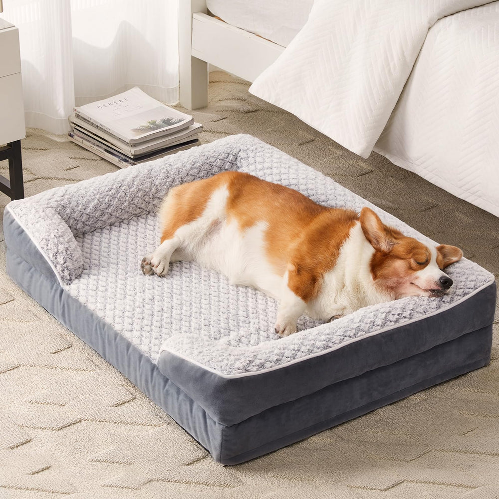 Almohada ortopédica LEXTRO para perros medianos, espuma en panales que distribuye el peso.