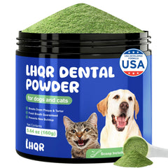 LHQR polvo dental para perros, aliento fresco tras cada comida.