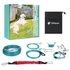 Libbipaw cable de correr para perros 100ft, libertad segura al aire libre.