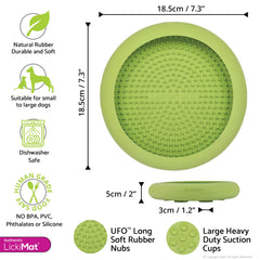 LickiMat UFO con 7 ventosas ofrece adherencia firme en superficies lisas.