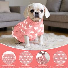 LIEVUIKEN suéter para perro, cuello redondo rosa, ajuste suave para invierno