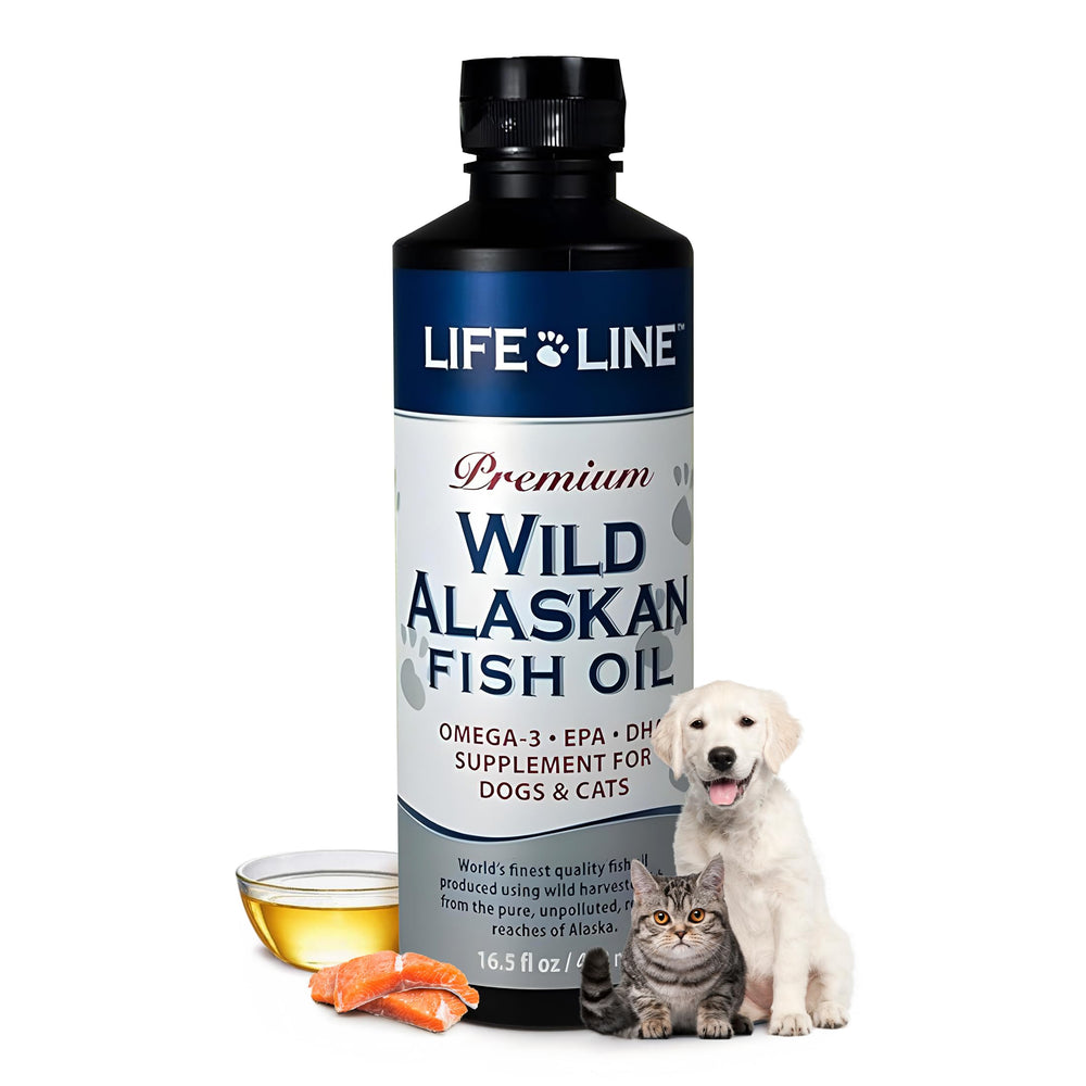 Life Line Pet Nutrition aceite de pescado Alaska botella: promueve piel sana y pelaje suave.