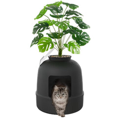 Lifewit caja de arena oculta con planta falsa; estética discreta y práctica.