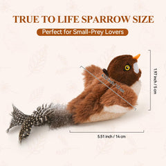 Pájaro de peluche Liflix para gatos con movimiento suave y juego seguro.