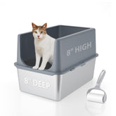 LIHOOOOM caja de litter de acero inoxidable con tapa para privacidad y limpieza fácil