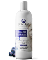 Lillian Ruff Berry Blue: botella para brillo intenso del pelaje.