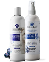 Lillian Ruff PRO Fórmula Berry Blue, frasco vertido, champú para brillo y limpieza suave.