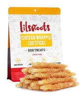 LILSNOOTS tiras pollo envueltas bacalao: snack de alta calidad para entrenamiento.