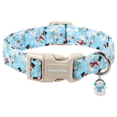 Collar Lionet Paws azul de Navidad para perros, cómodo y ajustable para paseos festivos