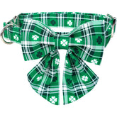 Collar Lionet Paws verde irlandés con lazo para fiestas