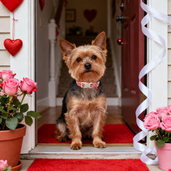 Dije en forma de corazón en collar Lionet Paws para mascota.