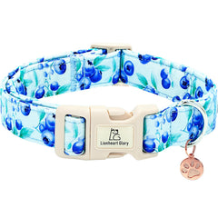 Collar Lionheart Glory con estampado de arándanos para perros medianos, cómodo y llamativo