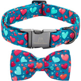 Lionheart glory collar con lazo de corazones azules, ideal para paseos