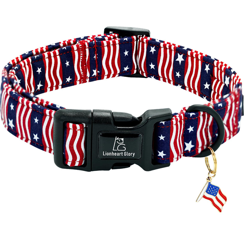 Collar Lionheart Glory con bandera estadounidense para 4 de julio, ideal para fiestas patrias.