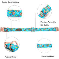 Collar con diseño único de huevos de Pascua para perros, estilo distintivo.