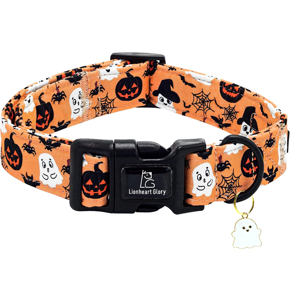 Collar Lionheart Glory con pendiente calabaza y fantasma, ideal para fiesta de disfraces.