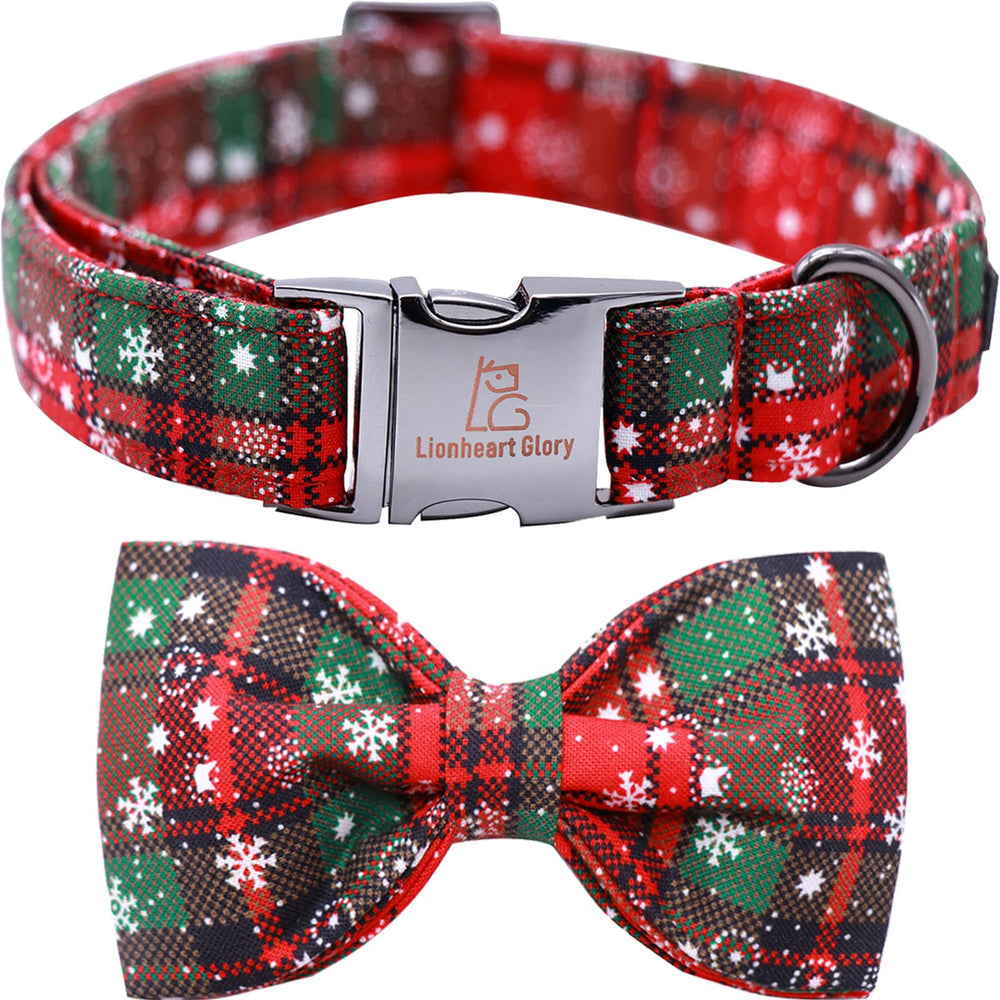 Collar Lionheart Glory para Navidad con cuadros, suave y cómodo para paseos festivos