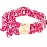 Lionheart Glory collar de Navidad para perro con flor rosa, ideal para festividades y paseos.