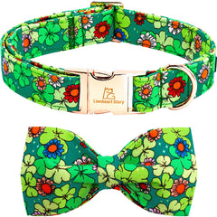 Collar Lionheart Glory con lazo trébol para perro pequeño, festivo.