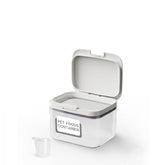 LivLab Mker contenedor para mascotas, vista frontal, almacenamiento claro y organizado para su comida.