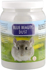 Polvo Lixit Blue Beauty para baño seco de chinchilla, mantiene el pelaje suave y sin enredos.