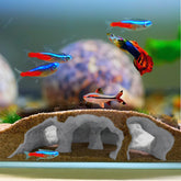 LIYAOLI Cueva Acuario 3D con múltiples entradas, seguridad para peces sensibles.