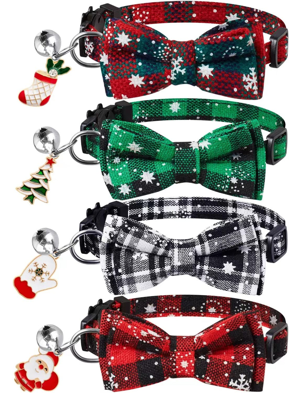 LLHK collar gato navidad con lazo y campana, ideal para festividades