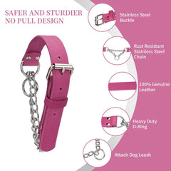 LOIIHEII collar martingale en piel rosa, ajuste cómodo para perros de diferentes tallas.