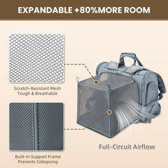 Mochila impermeable Lollimeow en nylon resistente para mantener a tu mascota seca.
