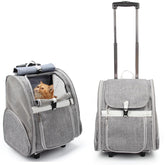 Portador Lollimeow con ruedas, vista frontal, movilidad suave para mascotas pequeñas.