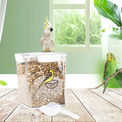 Lolytama scoop incluido, dosifica con precisión para alimentar aves en casa.