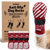 LOOBANI calcetines para perros antideslizantes con diseño navideño, mejoran la tracción en suelos.