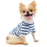 LOPHIPETS camiseta para perro pequeño, rayas azul y blanco, vista frontal, ideal para paseos.