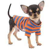 LOPHIPETS camiseta para perros rayas naranjas y azules, cómodo para razas pequeñas.
