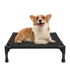 Love&go cama elevada para perros con marco de metal, soporte estable para comodidad.