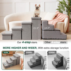 Love's cabin escalones para perros con almacenamiento, organizando accesorios para mascotas