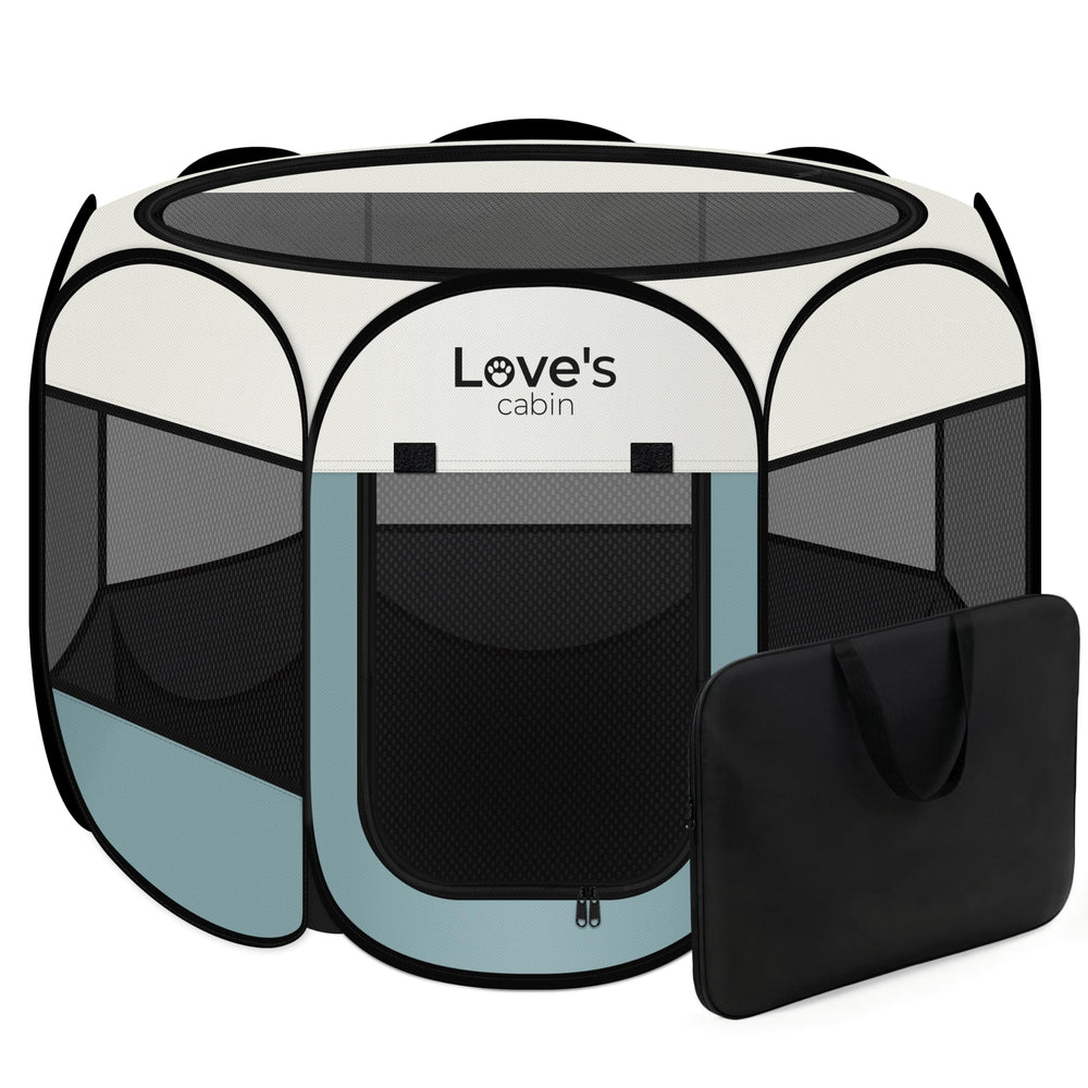 Love's cabin corral para mascotas musgo verde; tapa con cremallera desmontable para uso interior y exterior.
