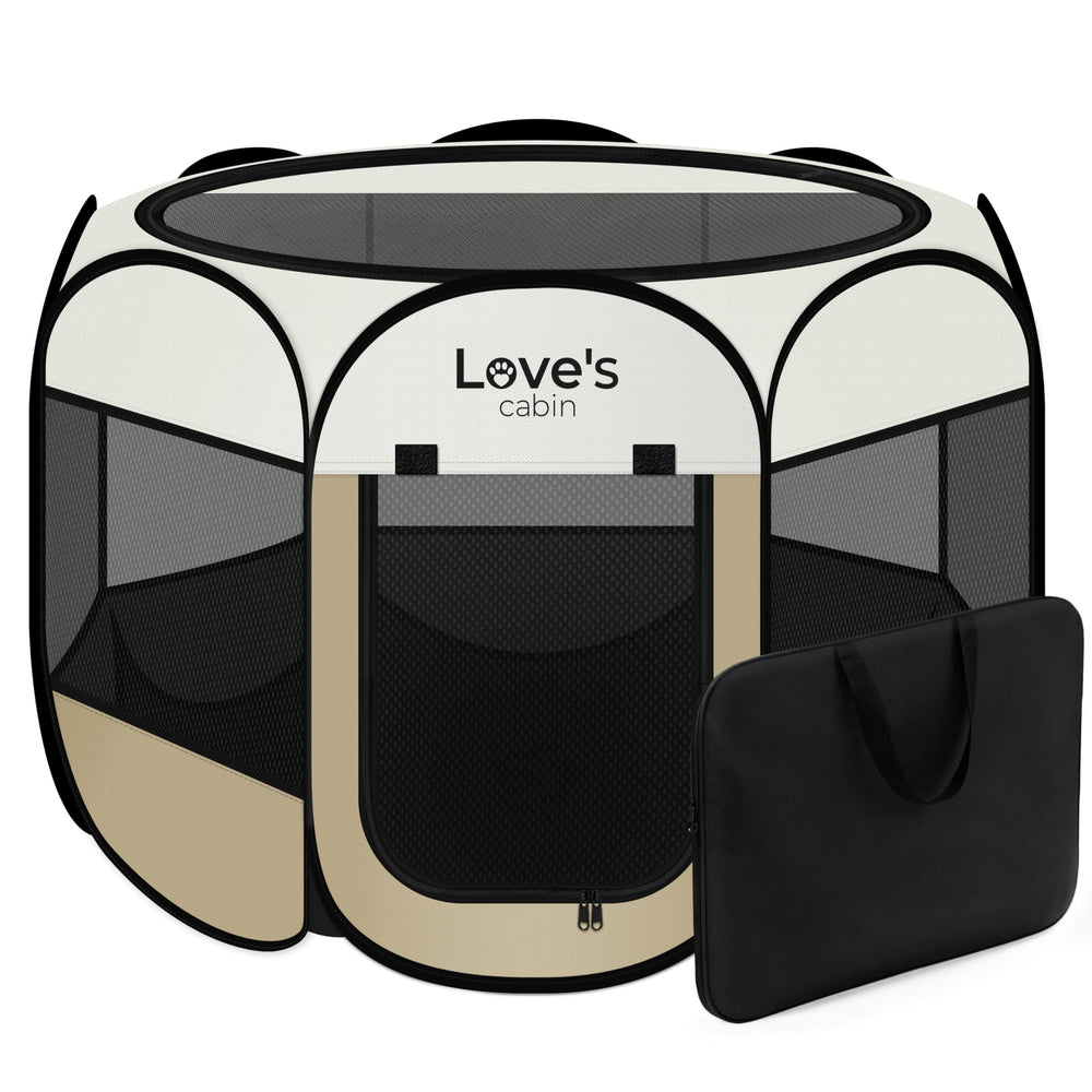 Love's cabin playpen para perro grande con malla resistente, apto para interior y exterior.